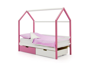Кровать-домик Svogen с ящиками лаванда-белый