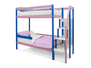 Двухъярусная кровать Svogen с бортиком синий-лаванда