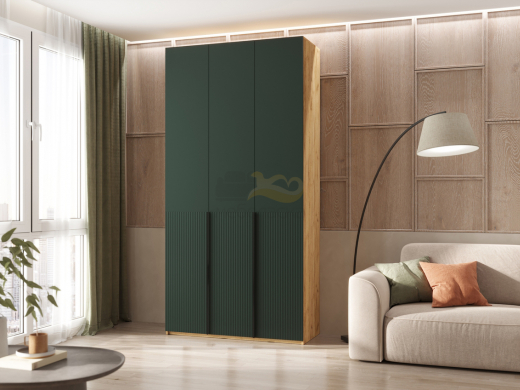 Шкаф 3-х створчатый 1200 Марвэл Браш Мени Грин, Дуб Крафт