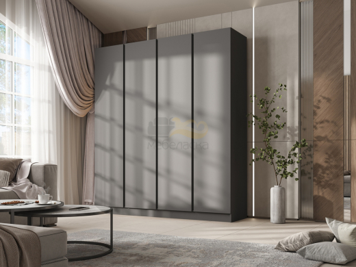 Шкаф трехстворчатый Келвин (2000) Графит-вставка черная
